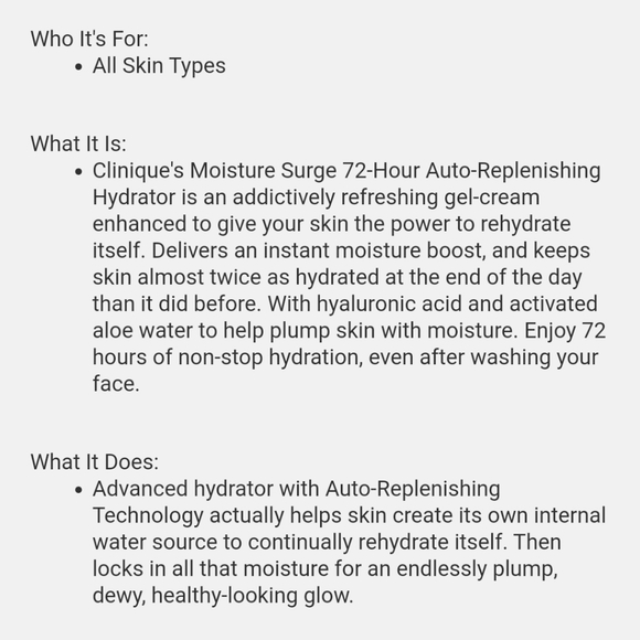 SALE CLINIQUE MOISTURE SURGE 72HOUR AUTO HYDRATOR. - Picture 5 of 6